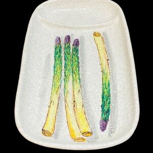 Asparagus Plate Hand Painted Italy 10”x5&3/4” Ceramic Serving Tray Dish Handmade